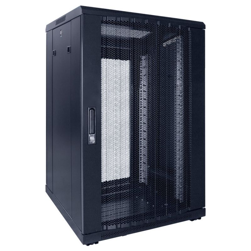 18U serverskab med perforeret låge 600x600x1000mm (BxDxH)