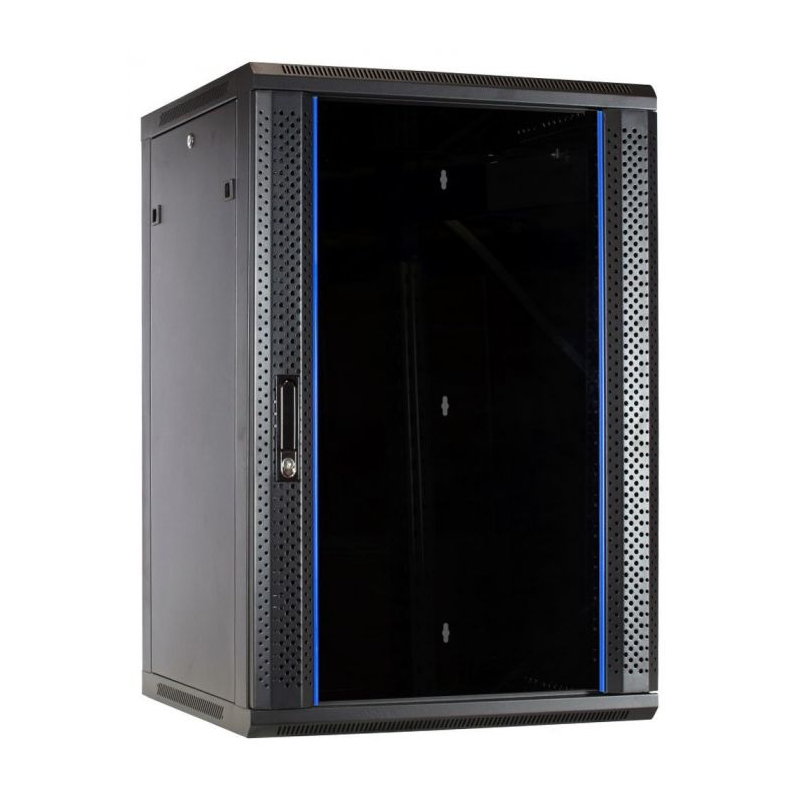 22U vægskab med glaslåge 600x600x1100mm (BxDxH)