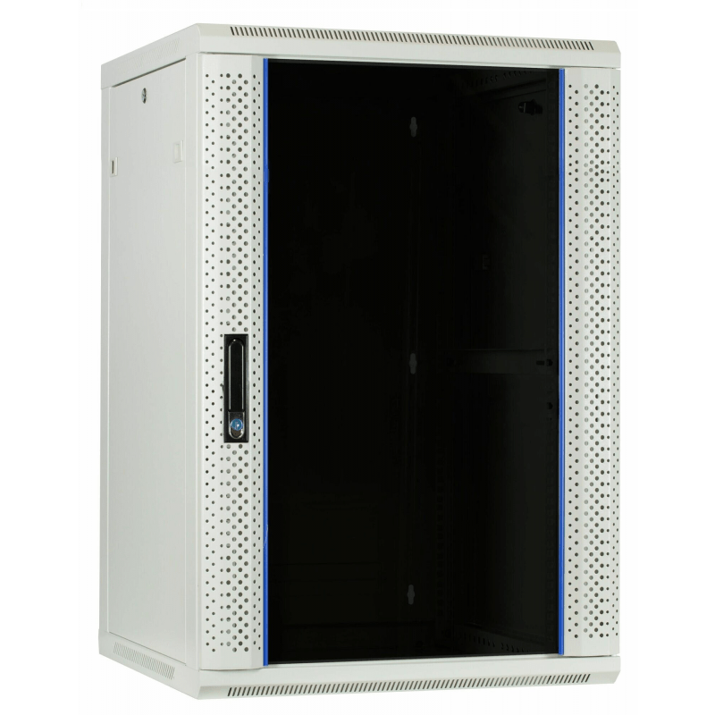 22U hvidt vægskab med glaslåge 600x600x1100mm (BxDxH)
