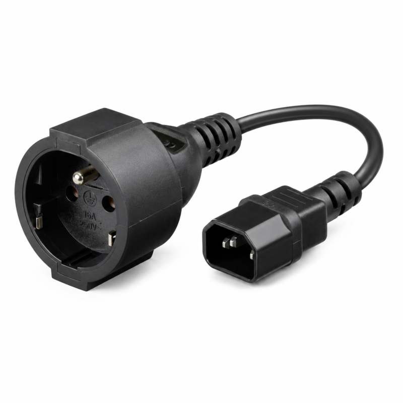 Strømkabel AC stik til C14 Type E 0,15 m adapter - Jordet