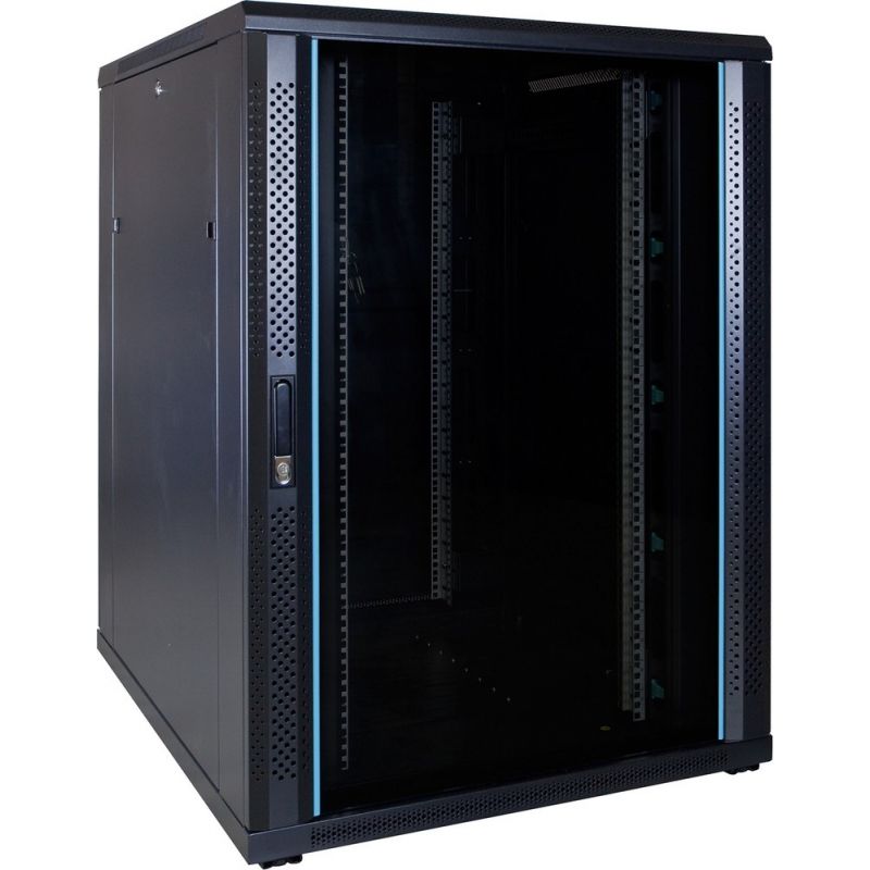 22U serverskab med glaslåge 800x1000x1200mm (BxDxH)