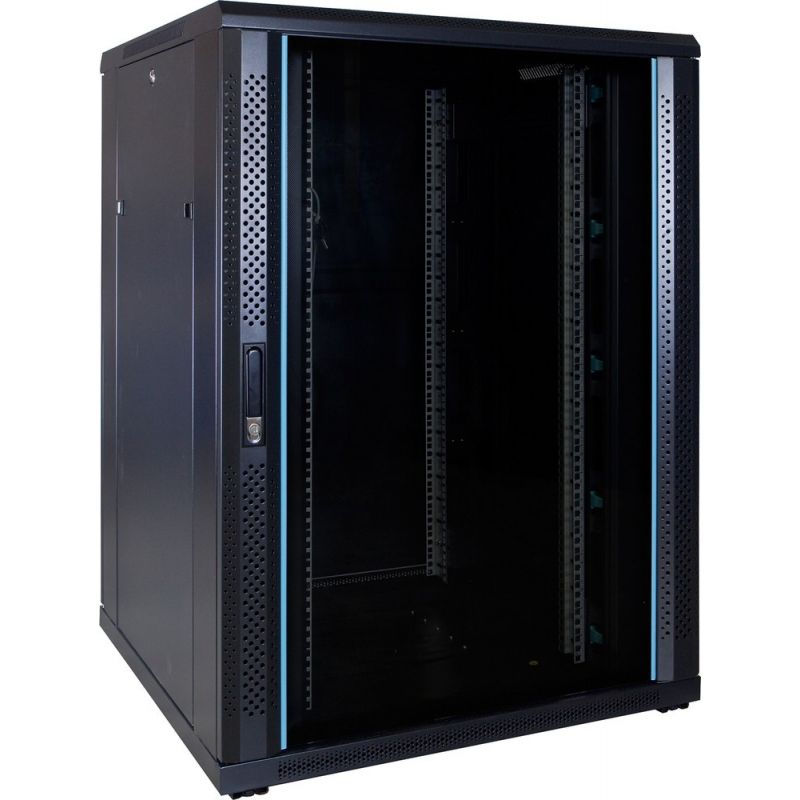 22U serverskab med glaslåge 800x800x1200mm (BxDxH)