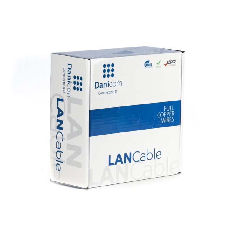 DANICOM CAT6A UTP 50m udendørs kabel på rulle stiv - PE (Fca)