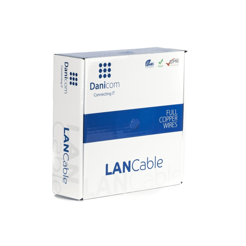 DANICOM CAT6A S/FTP 50m kabel på rullestift - LSZH (Dca)