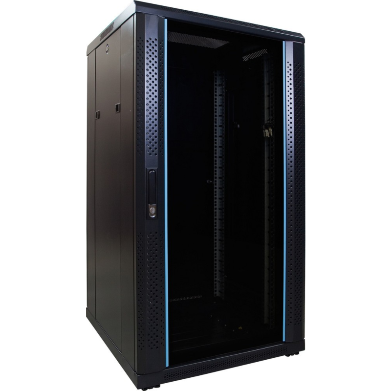 22U serverskab med glaslåge 600x600x1200mm (BxDxH)