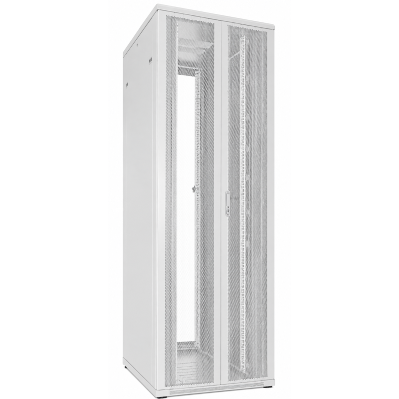 47U hvid serverkabinet med dobbelte perforerede for- og bagdøre 800x1000x2200mm (BxDxH)