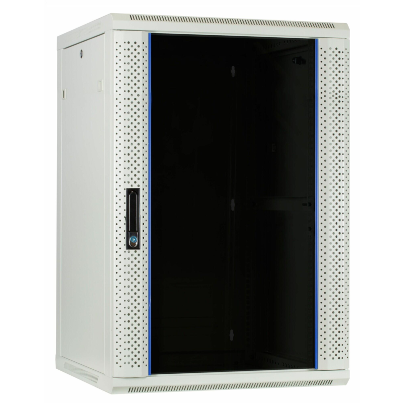22U hvidt vægskab med glaslåge 600x600x1100mm (BxDxH)