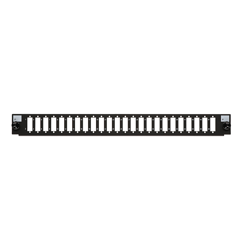 Front LC/SC 24 port sort quad/duplex velegnet til universal fiberoptisk bakke