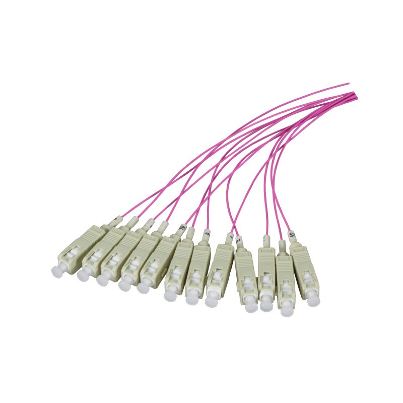 OM4 fiberoptisk pigtail lilla ST - 12 stk