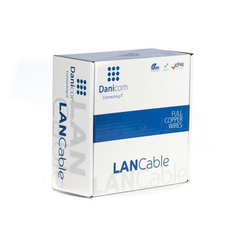 DANICOM CAT6 UTP 100m Udendørs kabel på rullestift - PE (Fca)