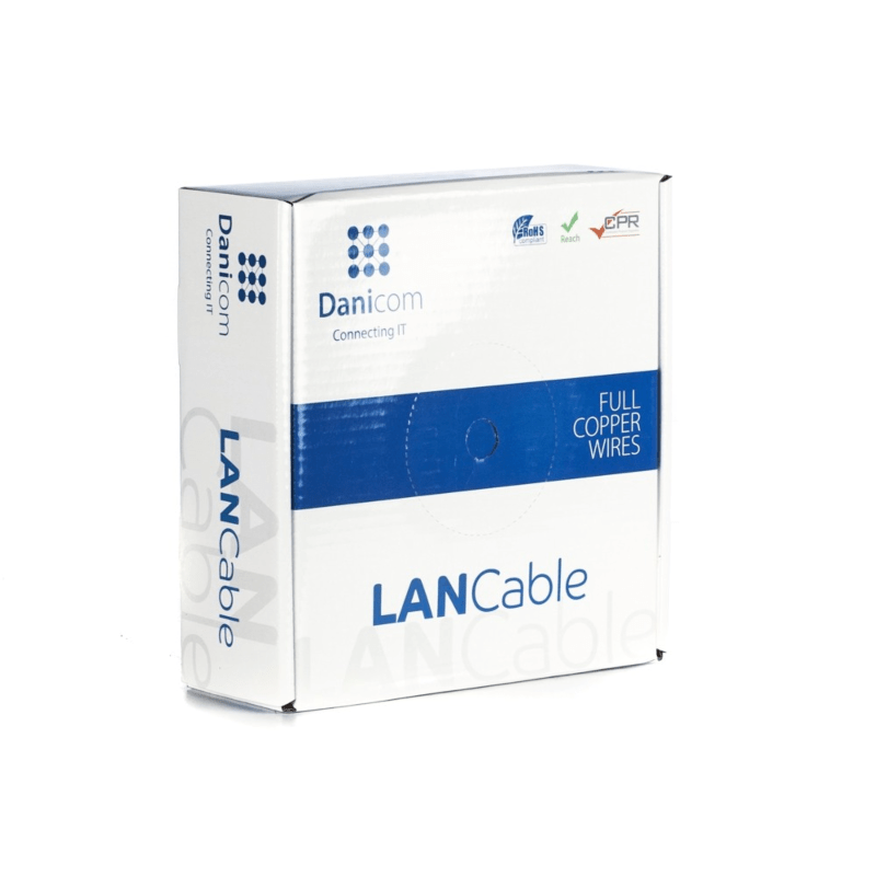 DANICOM CAT6A U/UTP 50m kabel på rullestift - LSZH (Dca)