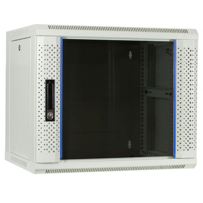 9U hvidt vægskab med glaslåge 600x450x500mm (BxDxH)